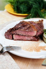 Juicy rib eye steak