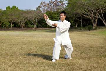 Panele Szklane  mężczyzna w pozycji kung fu