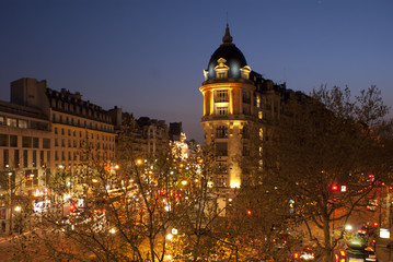 Parisian building at night