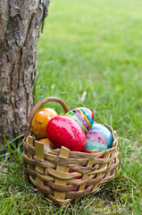 Easter eggs in basket