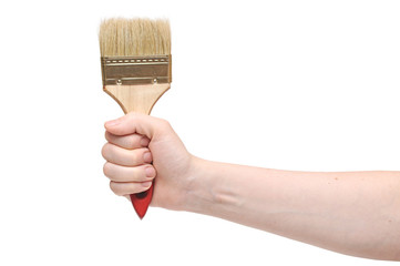 hand with a brush isolated on white background