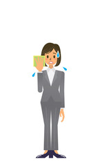 ビジネスウーマン 2 暑い 焦る イラスト