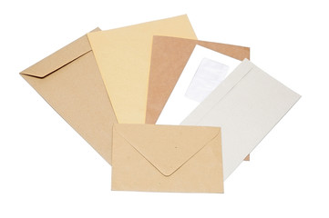 stack of mail envelopes on white background