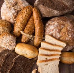 assortment of baked bread
