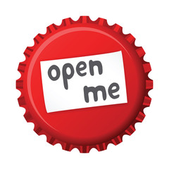 Red bottle cap ''open me
