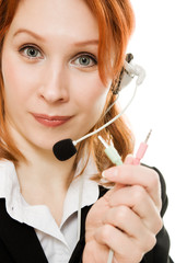 Beautiful business woman with headset