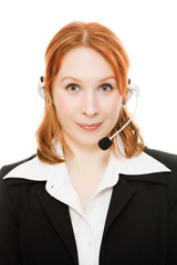 Beautiful business woman with headset