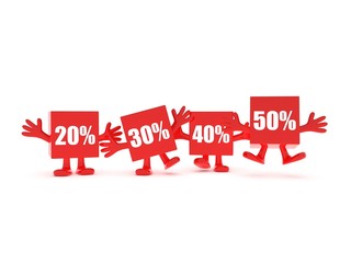 20 percent, 30 percent, 40 percent, 50 percent - discount