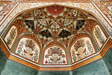 Detail of decorated gateway. Amber fort.  Jaipur, India