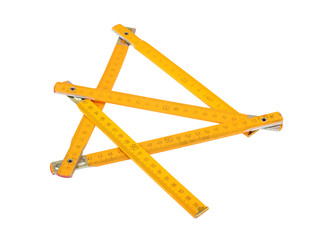 Wooden centimeter ruler, isolated on white background