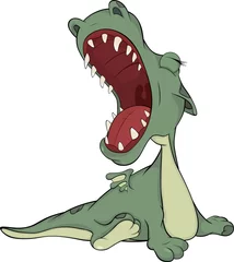 Fototapete Rund Kind green dragon. Cartoon © liusa