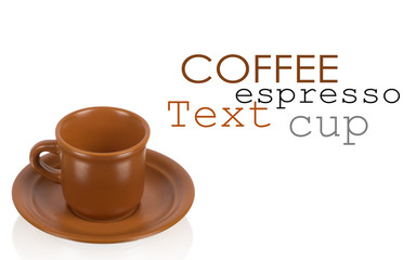Brown cup on the white background