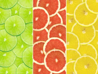 Photo sur Plexiglas Tranches de fruits Abstrait de tranches d& 39 agrumes. Fermer. Photographie en studio
