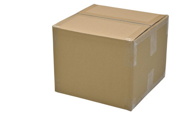 close up of carton box on white background