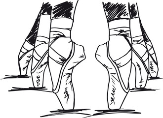 Sketch of ballet dancer's feet. Vector illustration - 40740114
