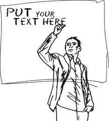 male writing something on board. Vector illustration