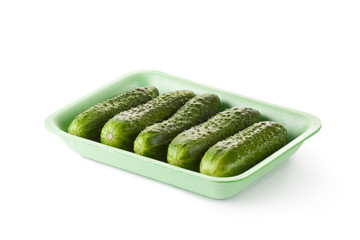 Greenhouse cucumbers in retail packaging