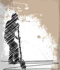 Abstract sketch of Worker digging with a shovel. Vector - 40740755