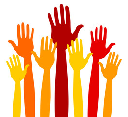 Hands volunteering or voting vector.