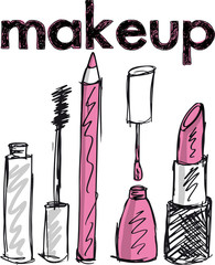 Sketch of Makeup products. Vector illustration - 40741320