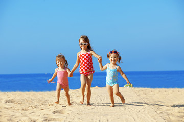 Kids playing at the beach