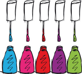 Sketch of Colorful nail polish. Vector illustration - 40741510