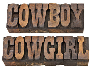 cowboy and cowgirl isolated words