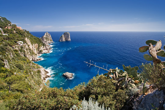 beautiful seascape on capri island, italy