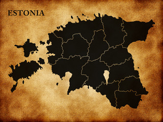 Map of Estonia country in the old style