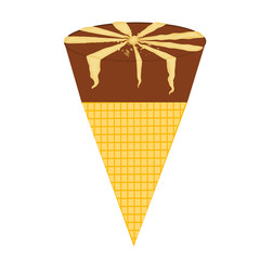Chocolate ice cream with vanila topping