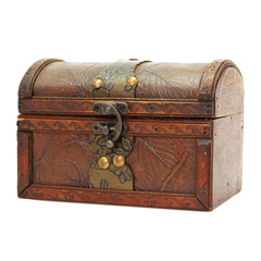 The wooden box on a white background