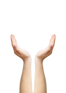 Two hands as symbol of care, clipping path