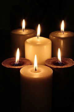 Candles on black background