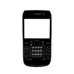 Smartphone white screen qwerty keypad isolated. Black color.
