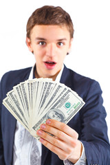 Young man with money