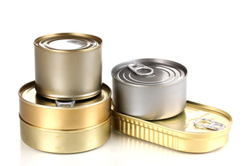 Tin cans isolated on white