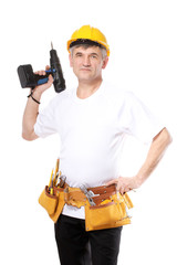 builder with belt construction and holding drill