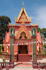 Richly ornamented temple building in Cambodia