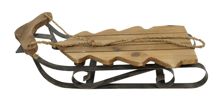 Wooden Snow Sled in Shape of a Tree