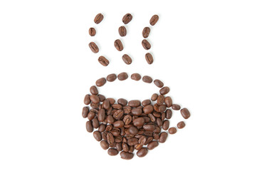 Coffee cup made of grains, isolated on white