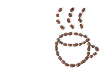 Coffee cup made of grains, isolated over white