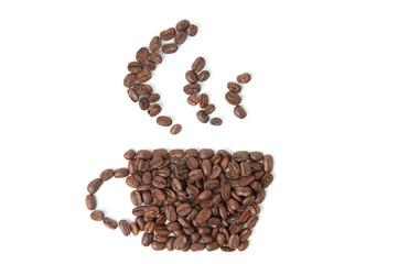 Symbol of coffee, white background