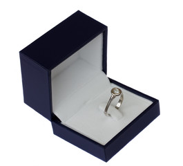 blue box with diamon ring