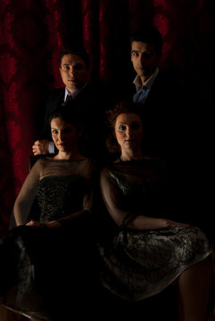 Elegant four people in night