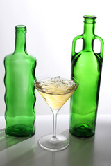 Martini glasses on bottle