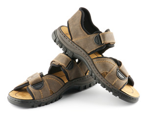 Brown man's Shoes Sandals with Velcro fastener
