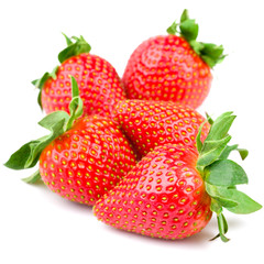 Fresh strawberry isolated on white background. Studio macro.