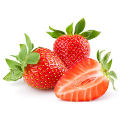 Fresh strawberry isolated on white background. Studio macro.