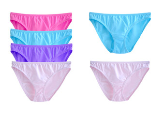 Colored women's panties isolated on the white background