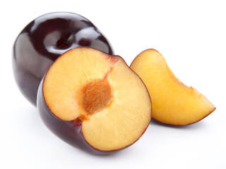 Plum fruit isolated on white background